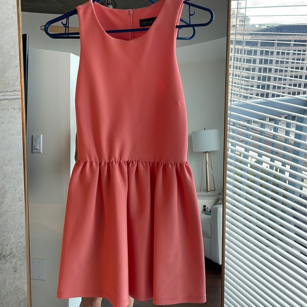 Topshop petite coral dress perfect for vacation as seen in photo
